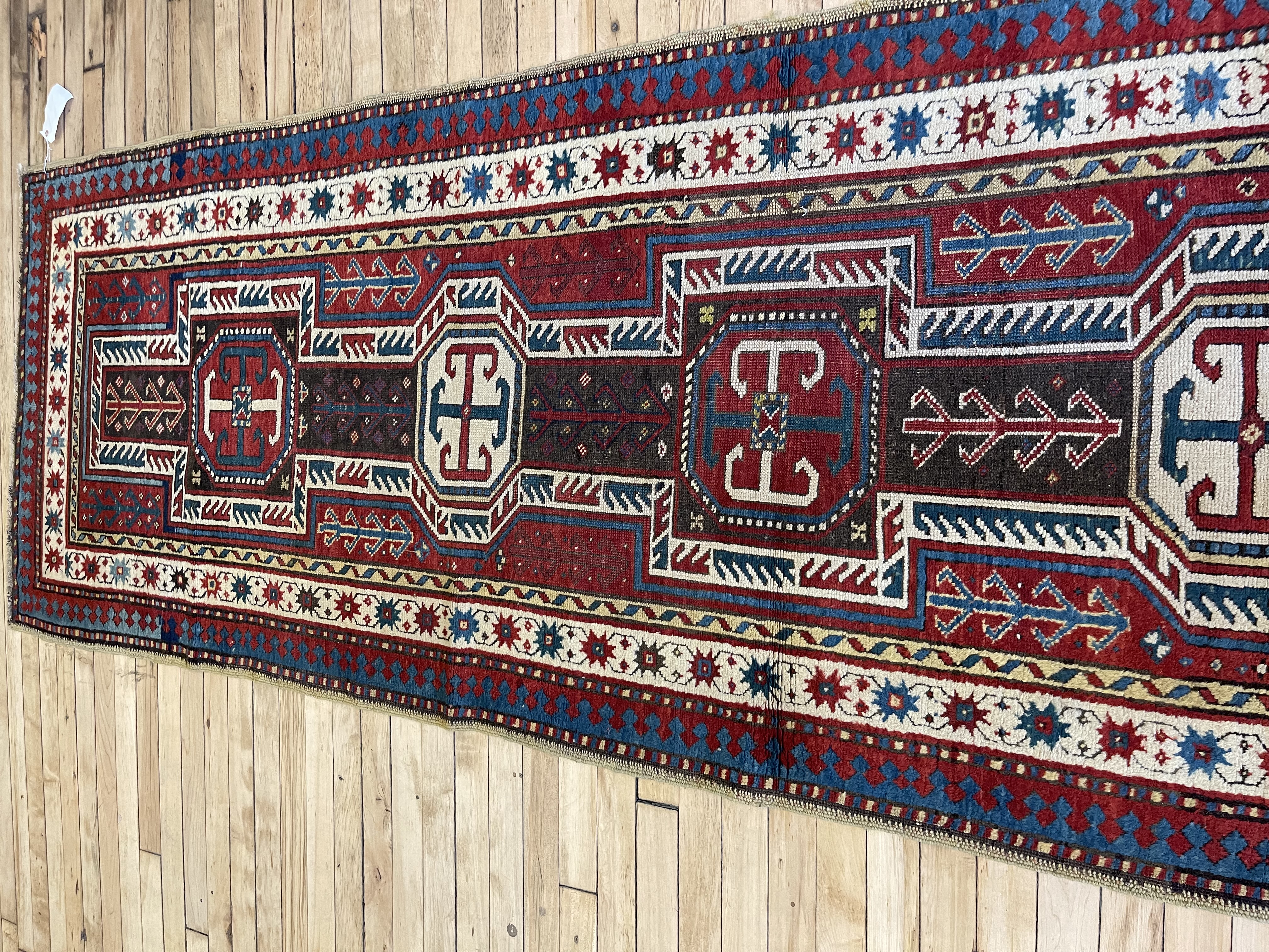 Antique kazak Runner - # 78345