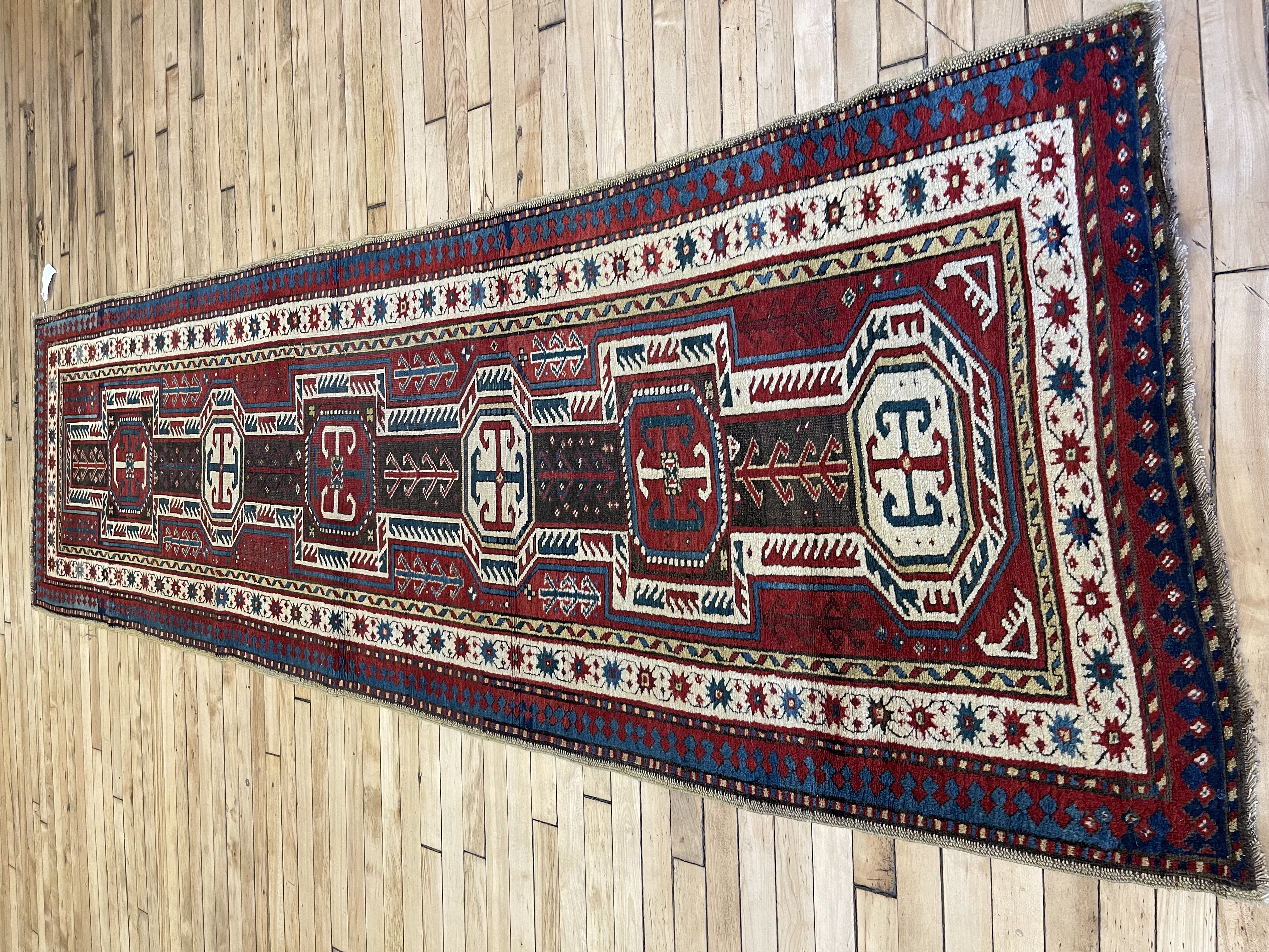 Antique kazak Runner - # 78345