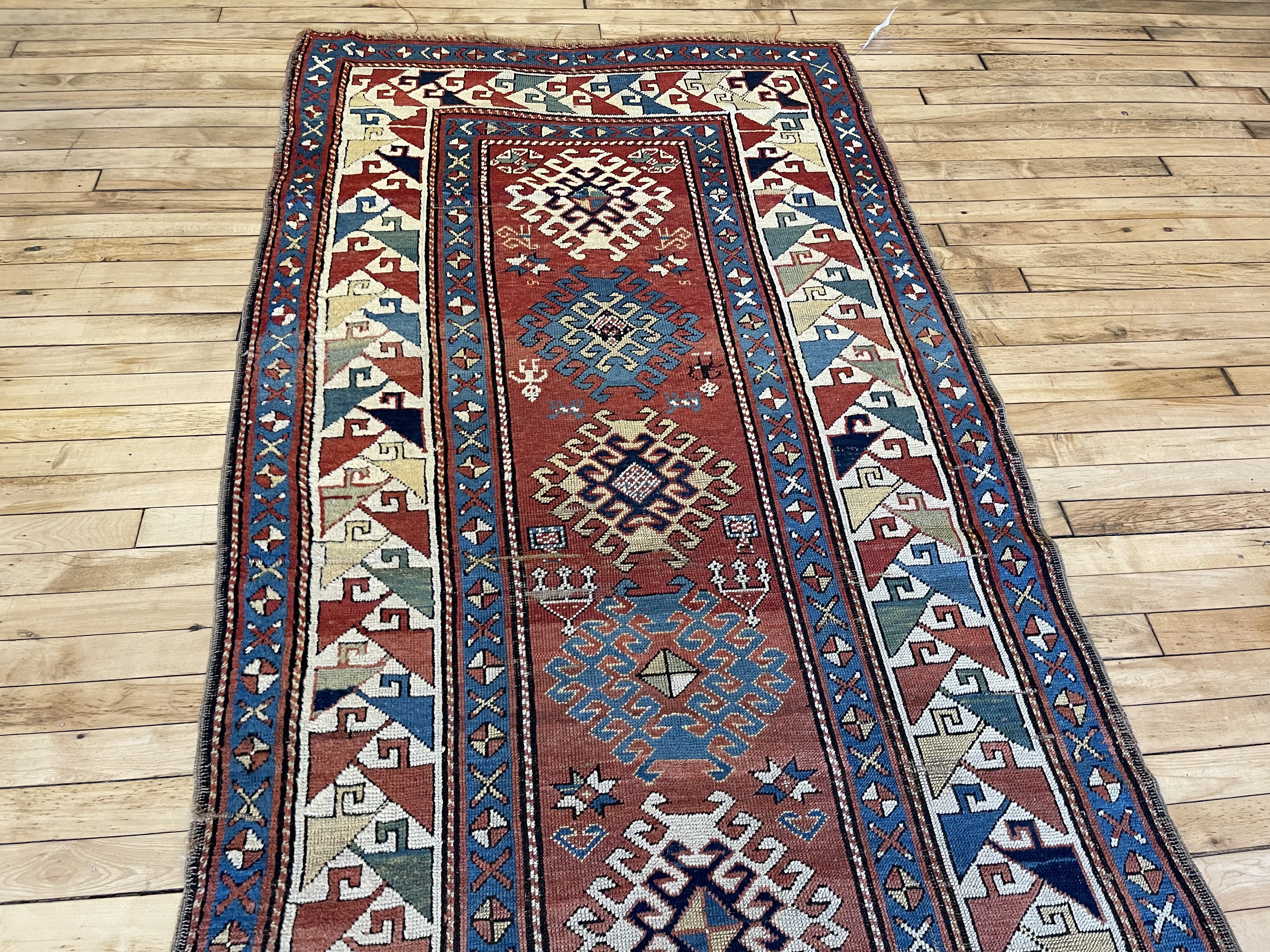 Antique kazak Runner - # 78353