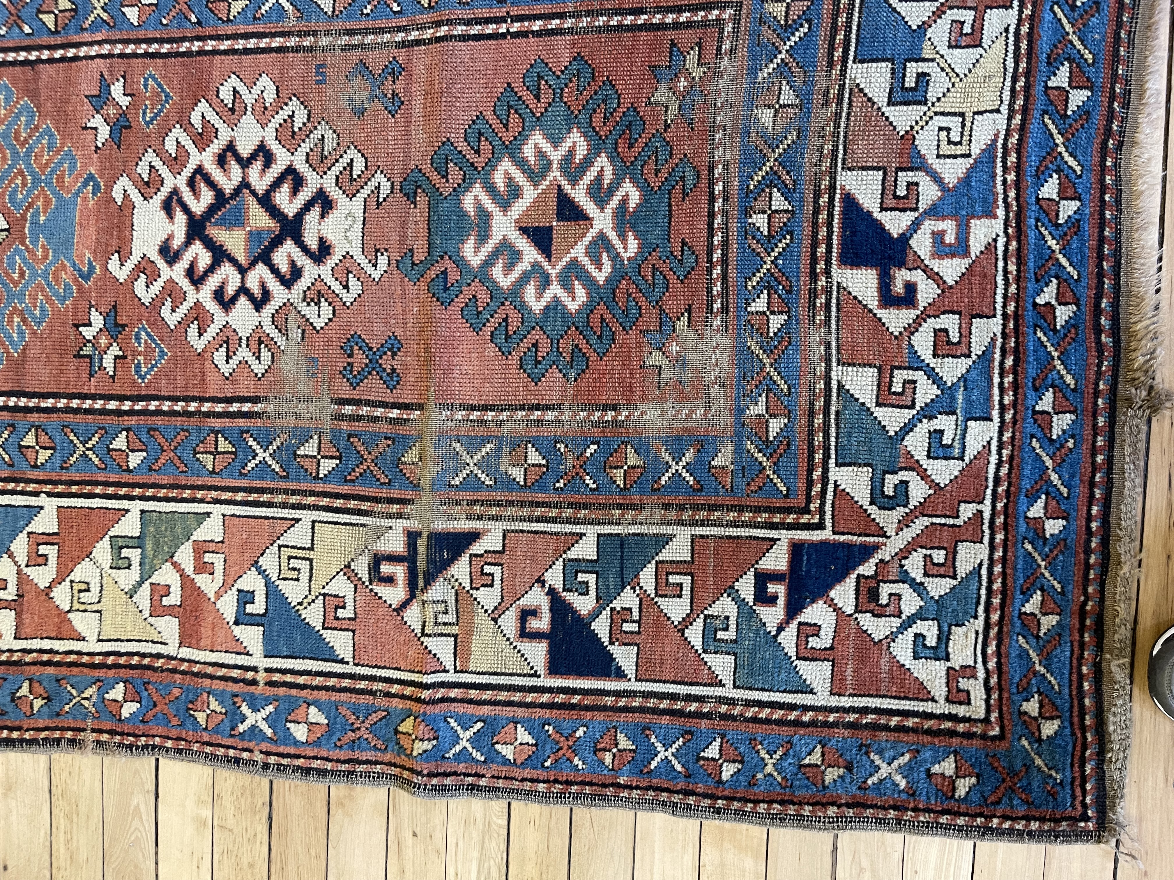 Antique kazak Runner - # 78353